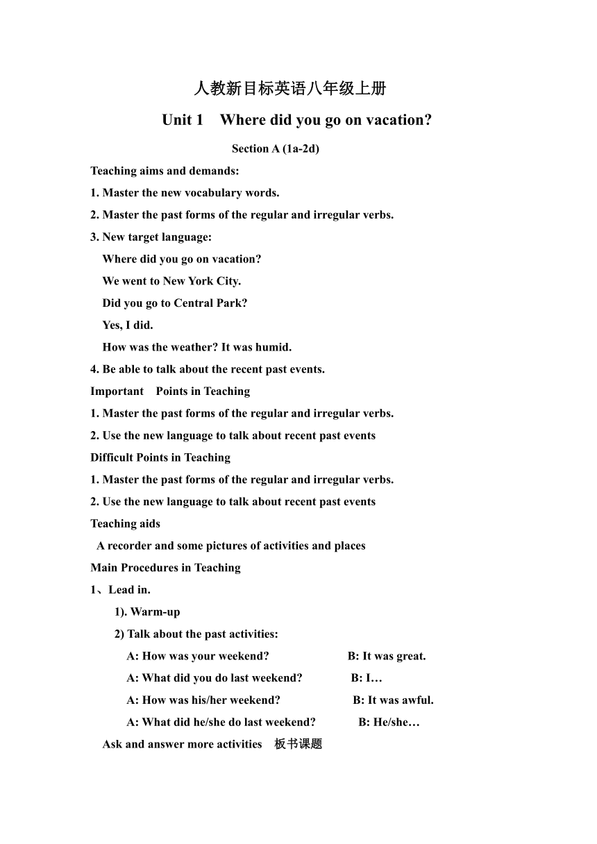  unit 1 where did you go on vacation section a 1a 2d 21 