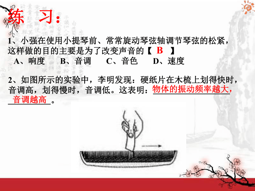 人教版初中物理八年级上册第二章第二节2.2声音的特性 课件(共20页ppt)