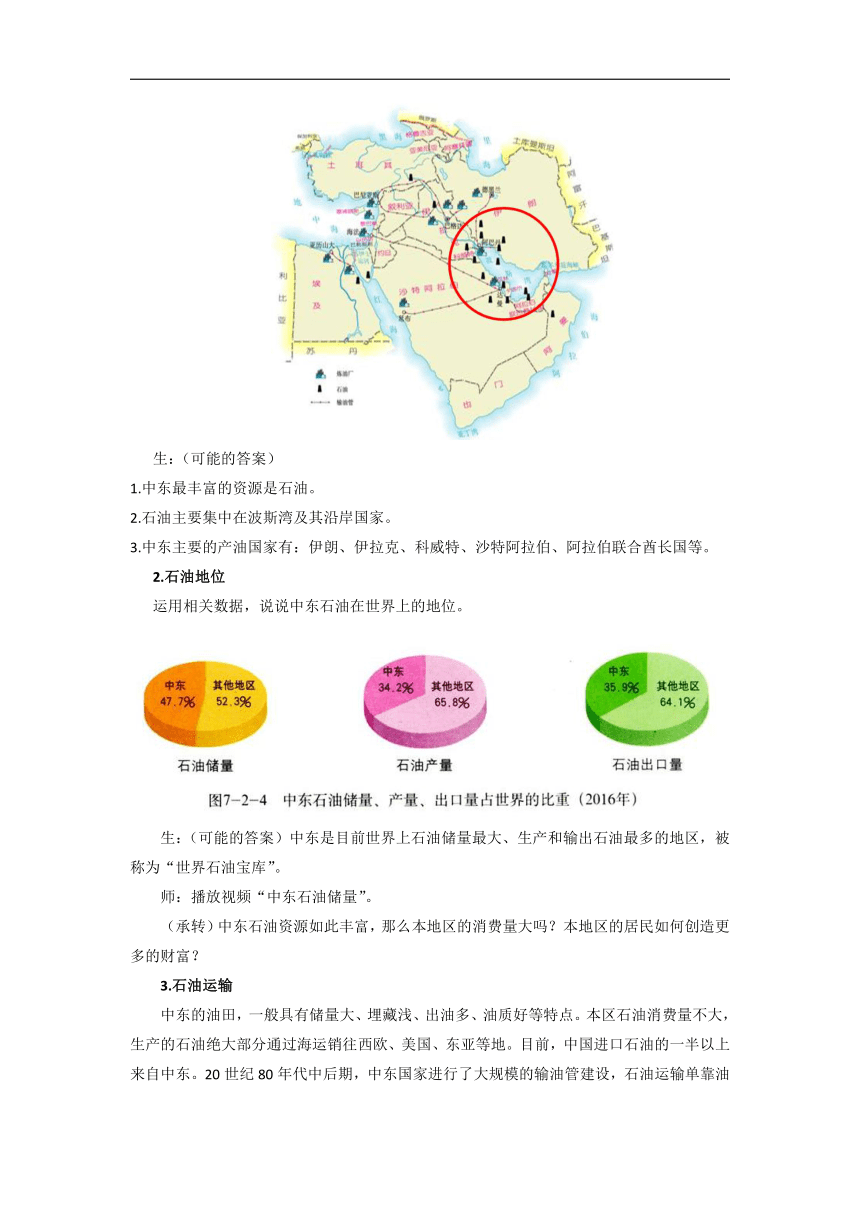 初中地理商务星球版七年级下册第七章第二节 中东 第2课时 优秀教案