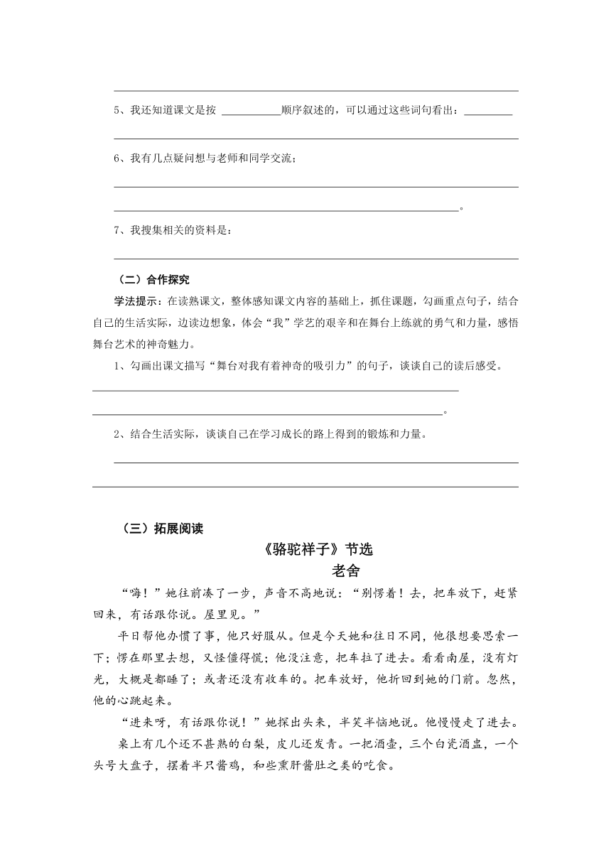 28、《我的舞台》导学案