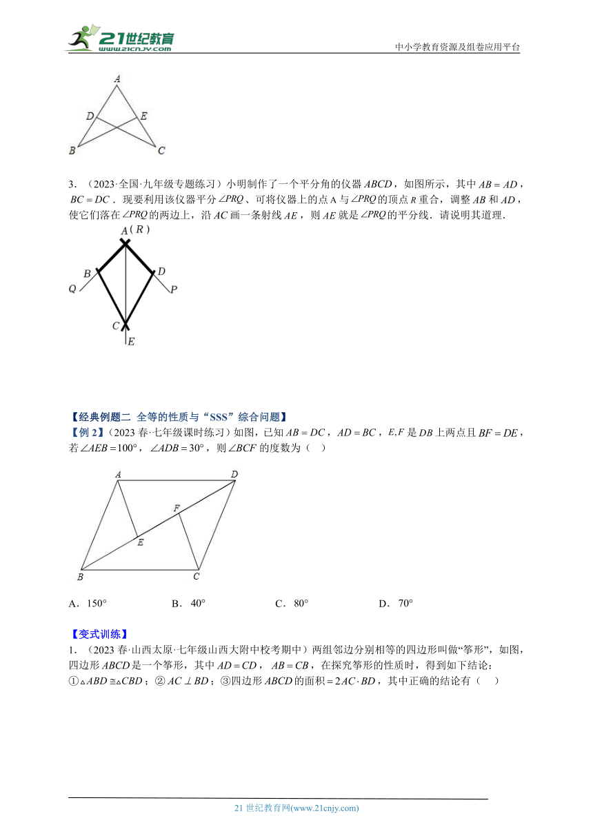 浙教版第1章《三角形的初步认识》专题1 全等三角形的判定与性质重难点题型专训（解析版）