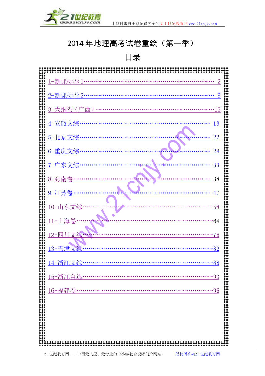 2014全国各地高考地理试题重绘总汇（共计97页）
