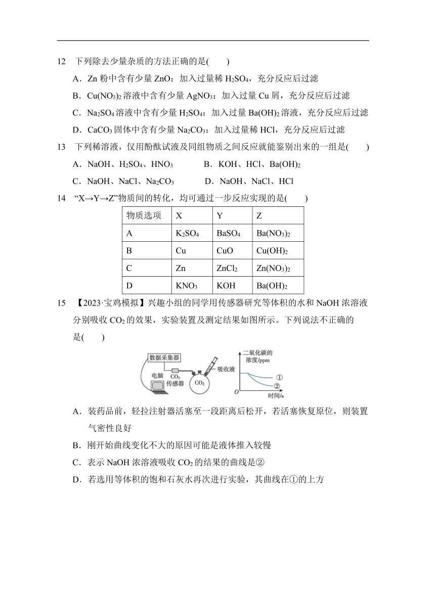 第七章 应用广泛的酸、碱、盐综合素质评价(含答案) 沪教版（全国） 九年级下册