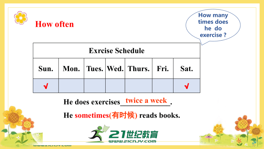 Unit2 SectionA 2a-2d课件+内嵌音视频（新目标八年级上册Unit 2 How often do you exercise?）