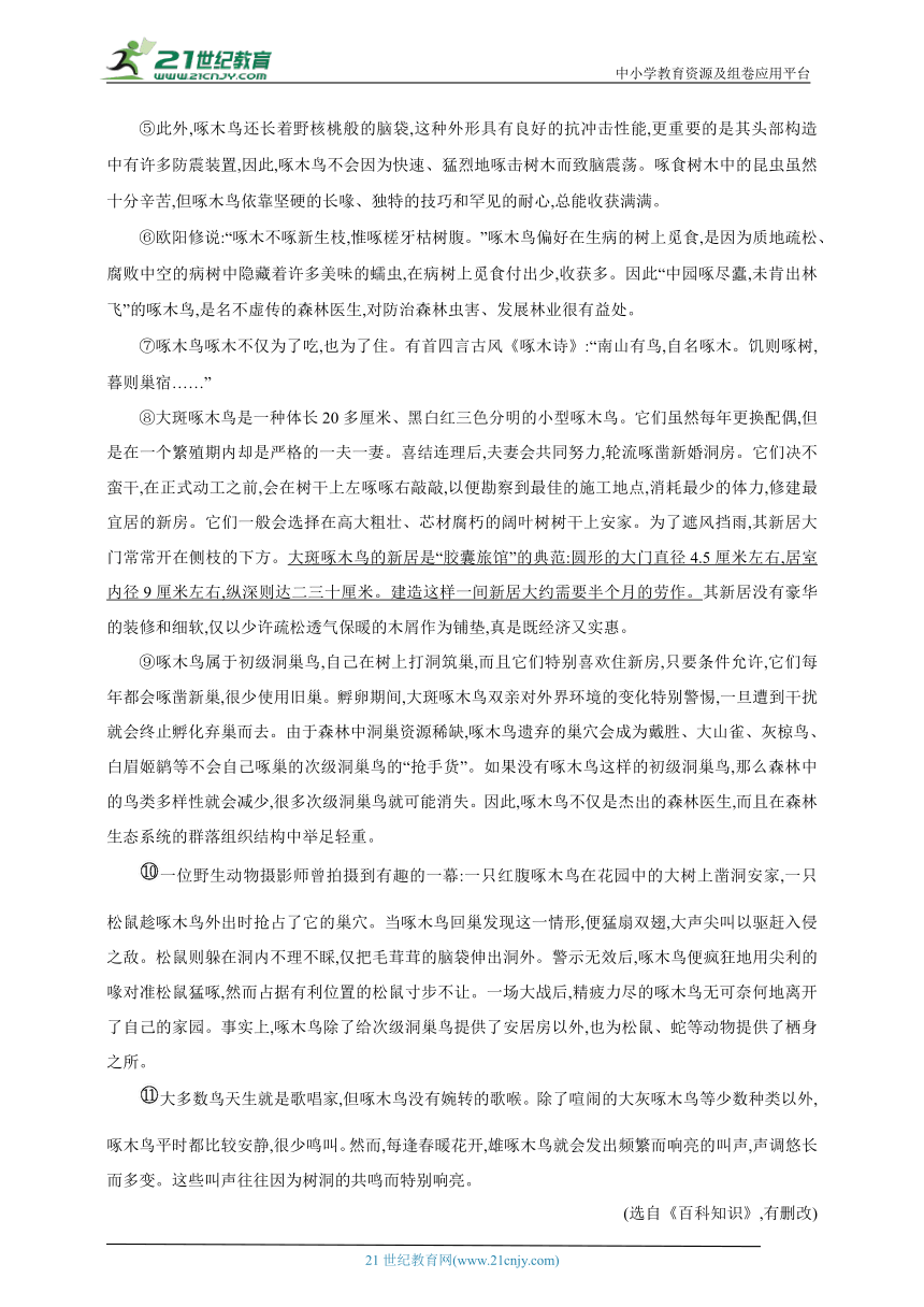 2024人教版八年级语文上学期单元测试卷--第五单元测试卷(含答案解析）