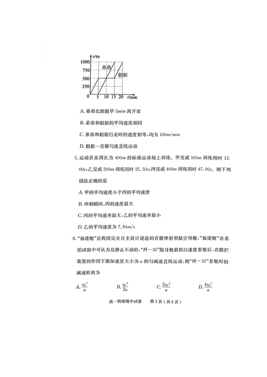 广东省茂名市电白区2023-2024学年高一上学期期中考试物理试卷（扫描版含答案）