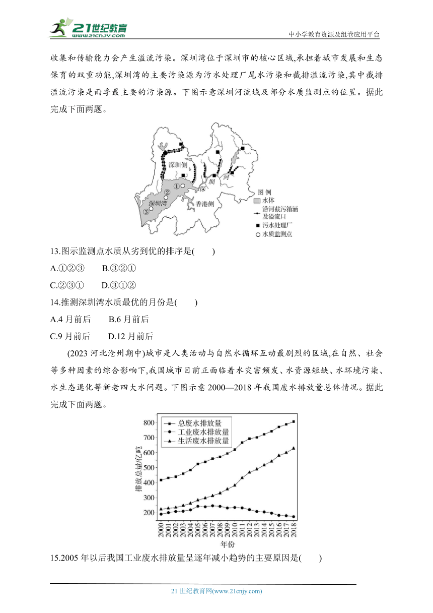 2024湘教版高中地理选择性必修3同步练习题--专题强化练4　水污染（含解析）