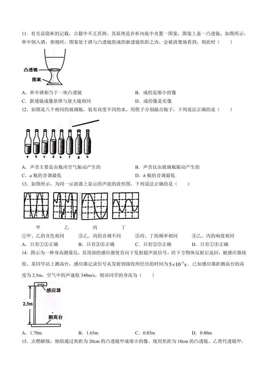 山东省临沂市莒南县2023-2024学年八年级上学期11月期中物理试题（含答案）