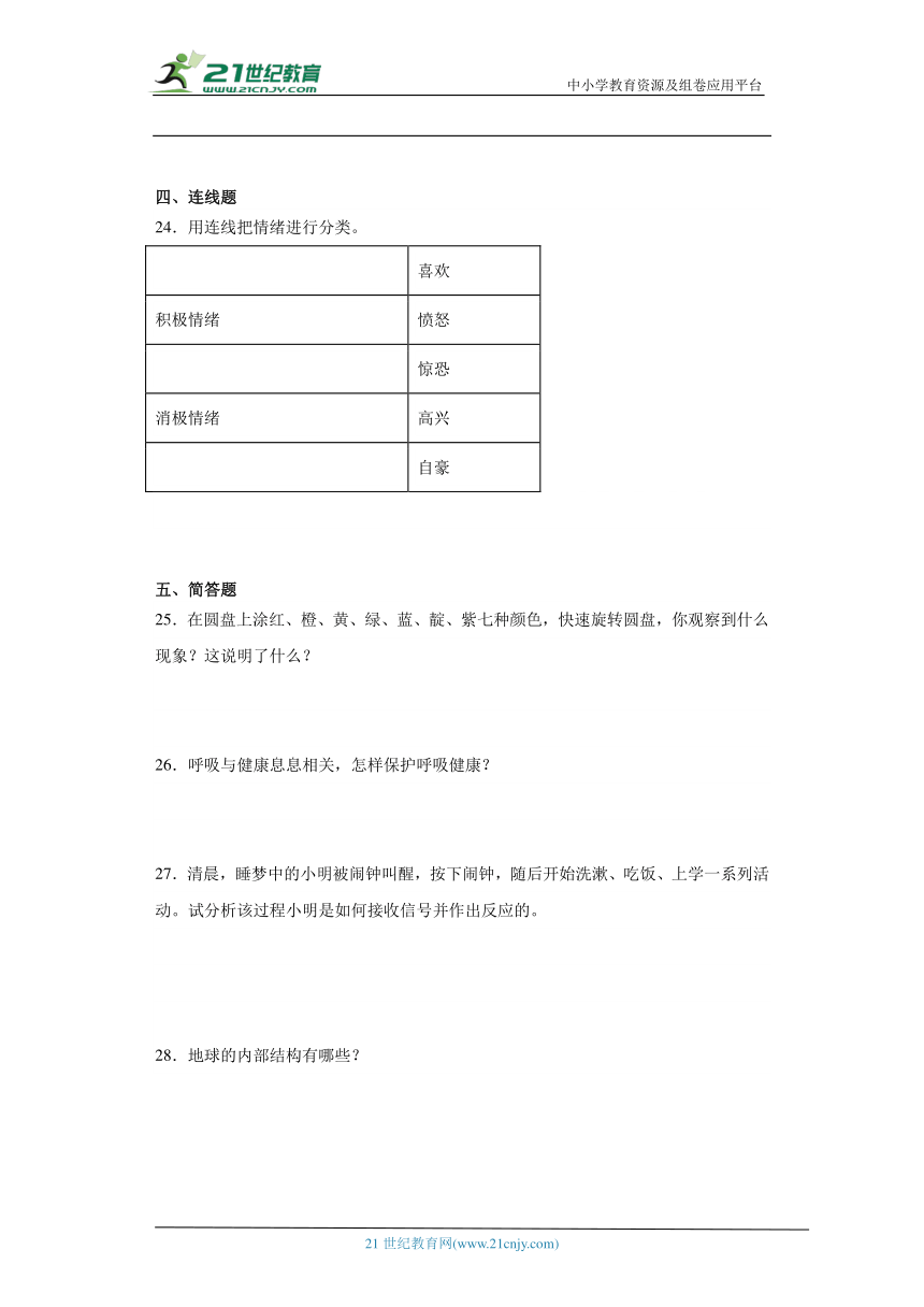 教科版五年级上册科学期末综合训练（含答案）