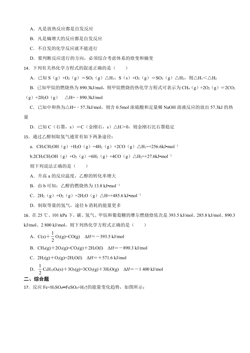 1.1 化学反应的热效应 同步练习（含解析） 2023-2024学年高二上学期化学苏教版（2019）选择性必修1 (1)