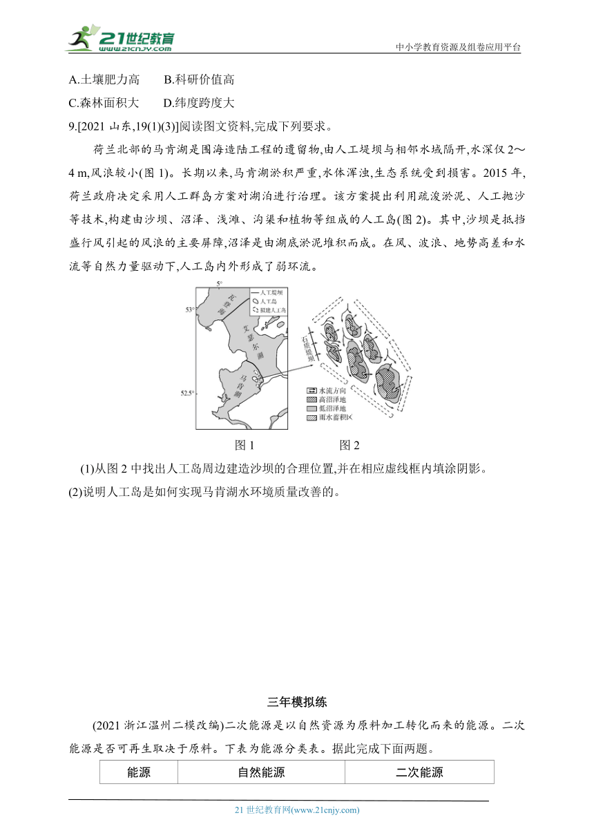 2024湘教版高中地理选择性必修3同步练习题--第一章　资源、环境与人类活动拔高练（含解析）