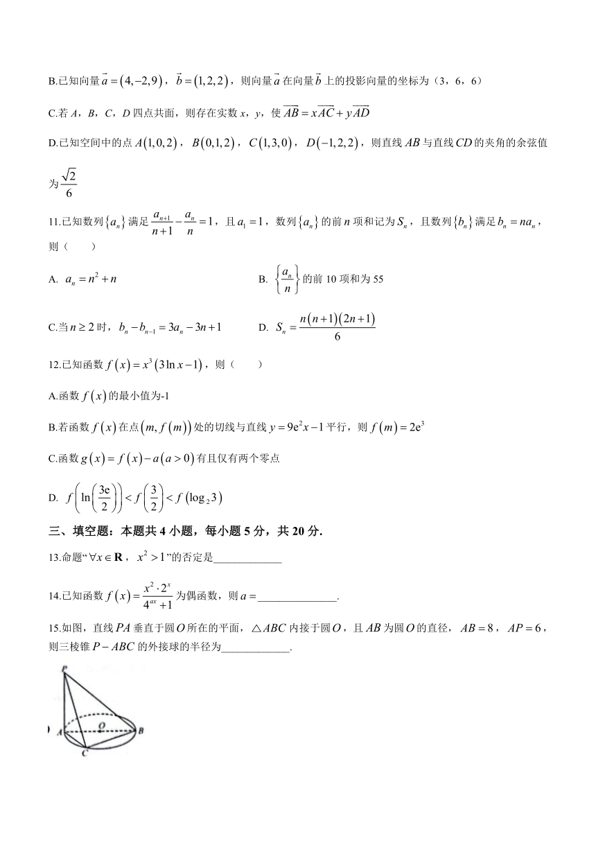 河北省保定市唐县第一高级中学2023-2024学年高三上学期11月期中调研数学试题（含解析）