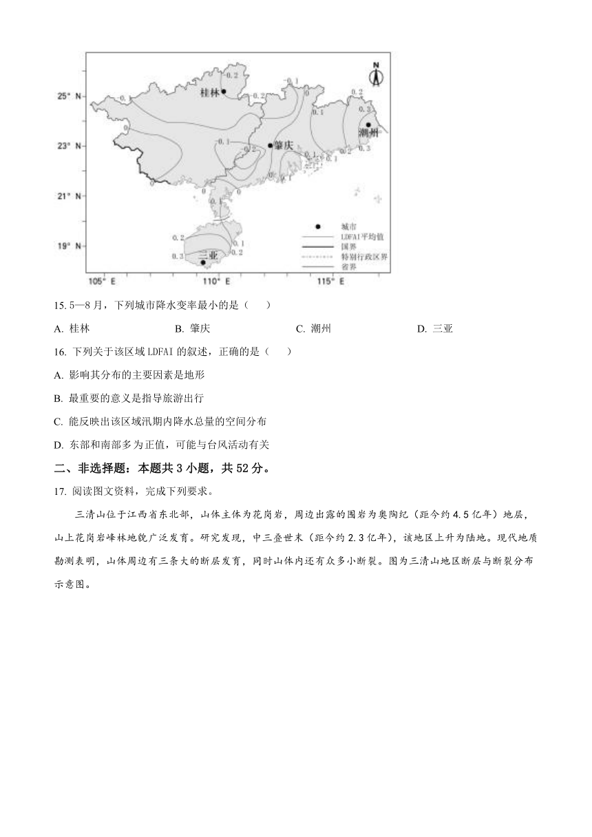 广东省肇庆市2024届高三上学期第一次教学质量检测试题+地理（解析版）