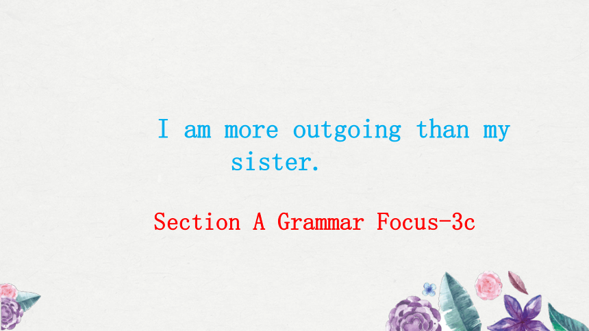 Unit 3 I'm more outgoing than my sister. Section A Grammar Focus—3c课件(共19张PPT)2023-2024学年初中英语人教版八年级上