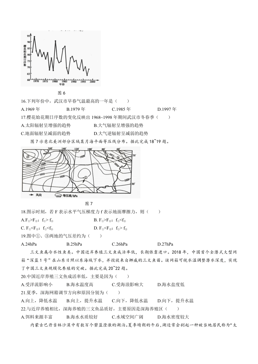 山东省临沂市沂水县、平邑县2023-2024学年高一上学期期中考试地理试卷（含答案）