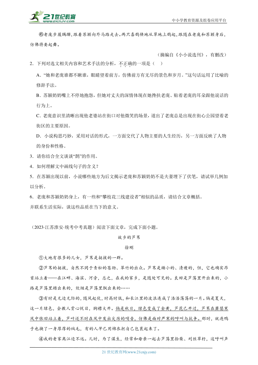 2021-2023年中考语文三年真题分类汇编（全国版）21记叙文 试卷（含答案解析）