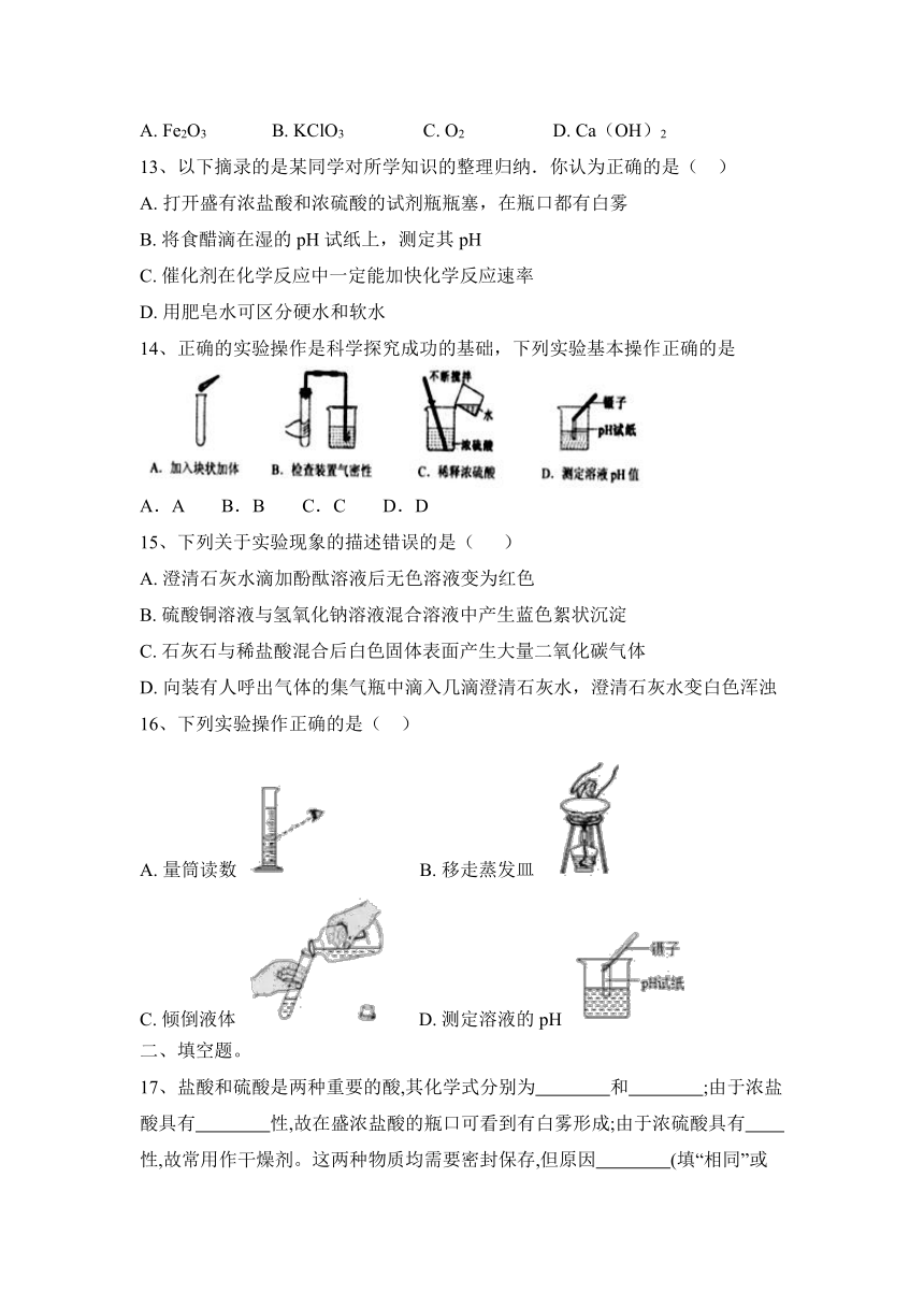 2023—2024学年人教化学九年级下册第十单元 酸和碱 同步题（含答案）