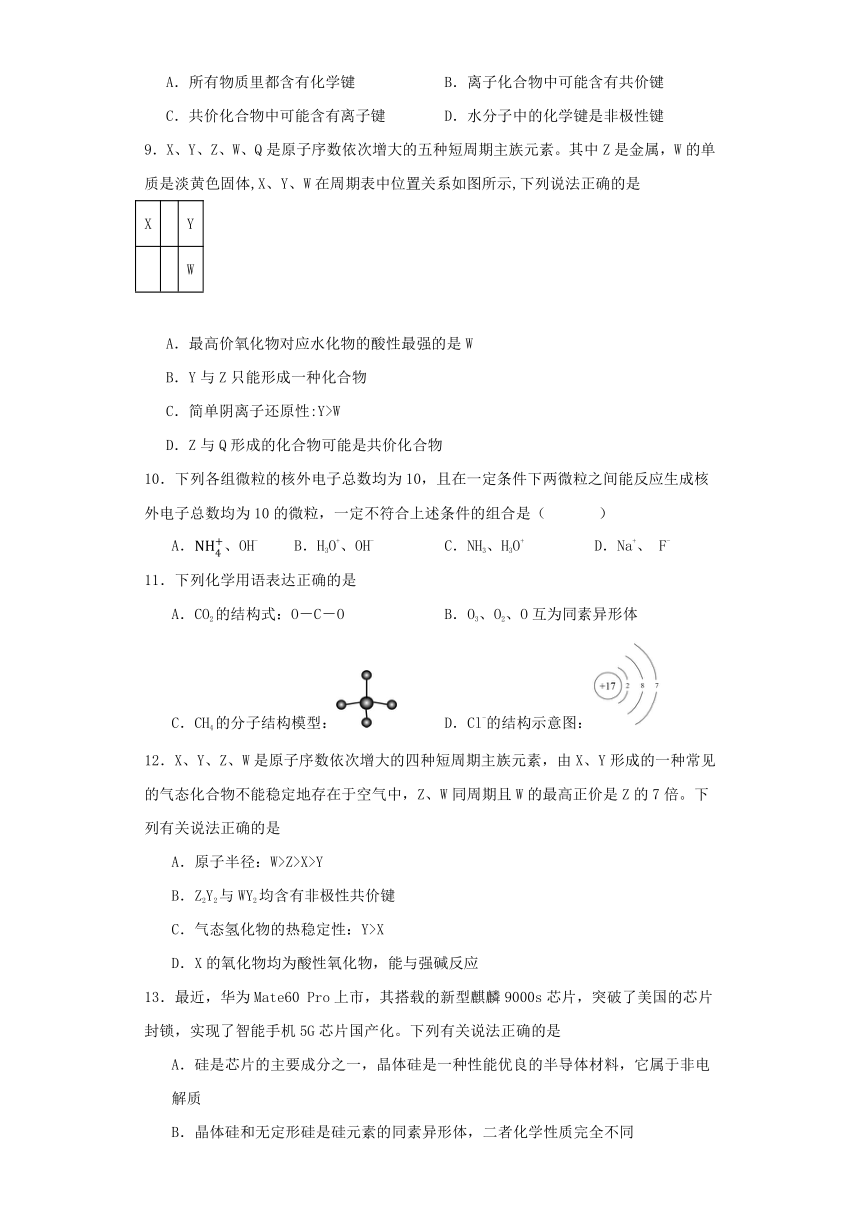 专题5 微观结构与物质的多样性 同步练习（含答案） 2023-2024学年高一上学期化学苏教版（2019）必修第一册