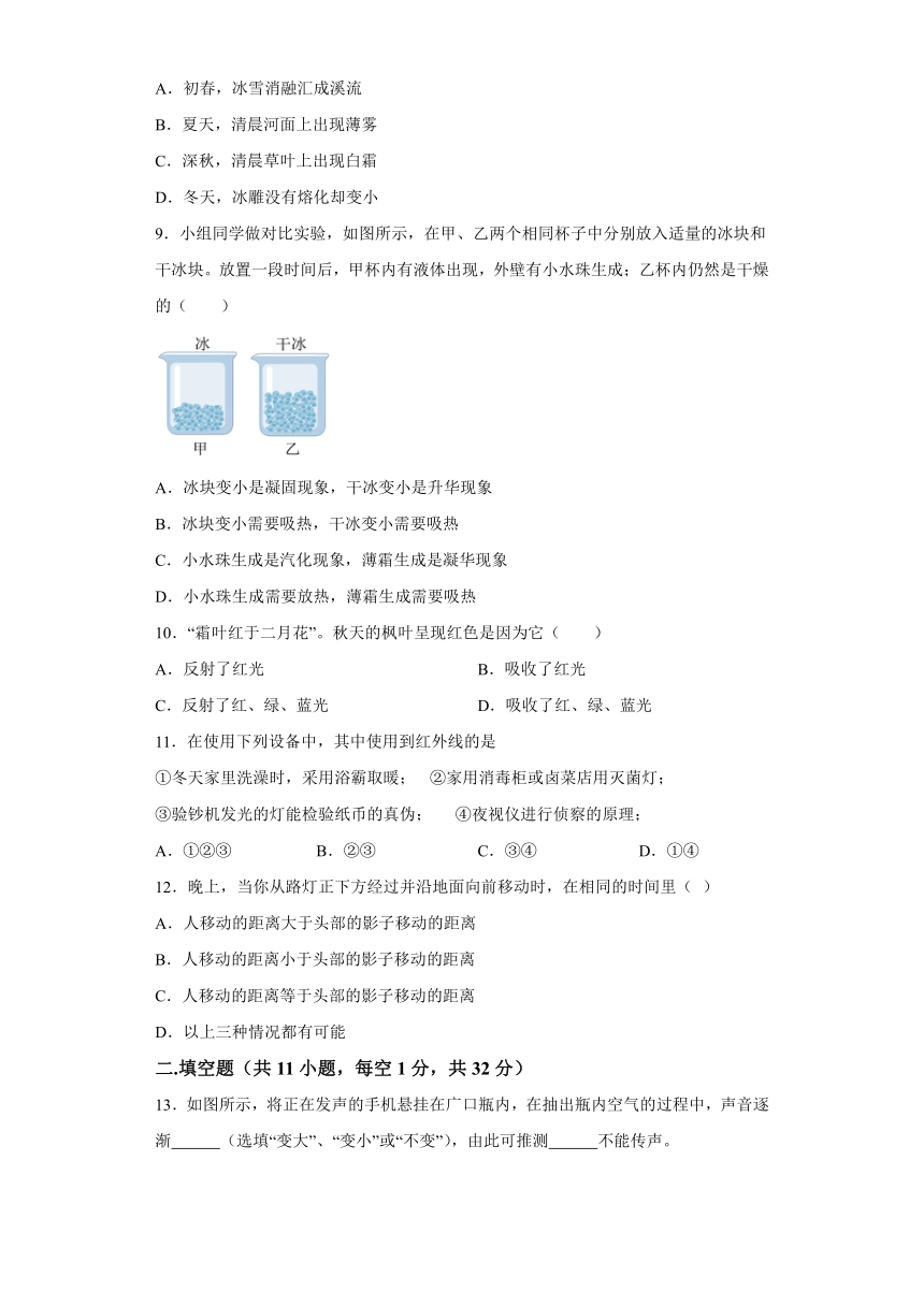 江苏省苏州高新区2023-2024学年八年级上学期期中阳光调研物理试题（解析版））