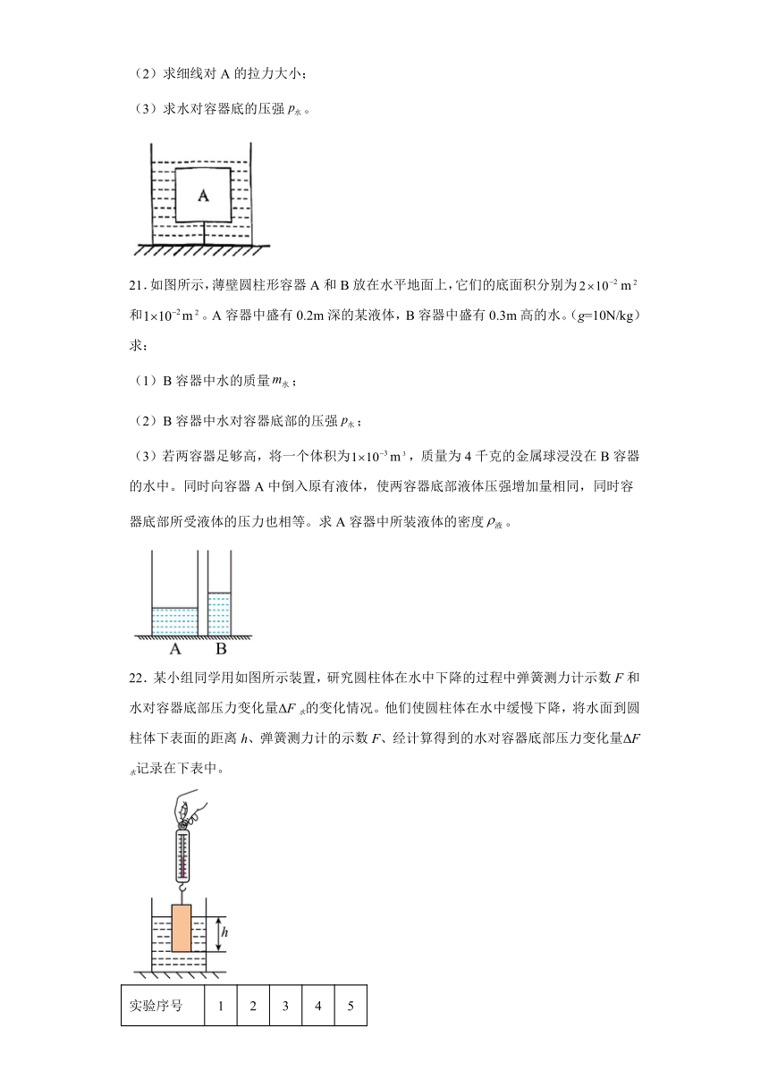 上海市杨浦区存志学校2023-2024学年九年级上学期期中考试物理试题（含解析）