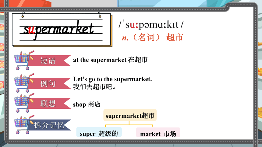 Unit 5 Can you tell me the way to the supermarket单词导学课件（16张PPT)