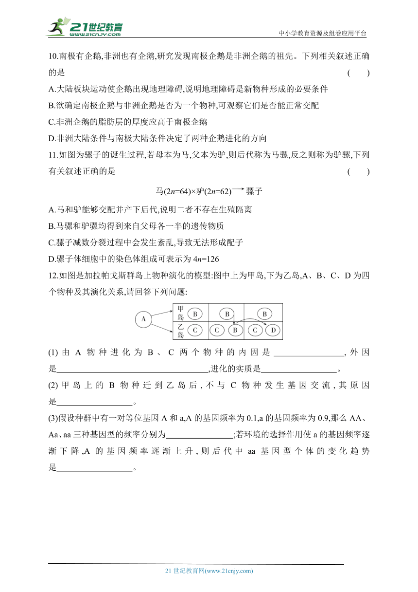 浙科版（2019）高中生物必修2同步练习题：5.2 适应是自然选择的结果（含解析）