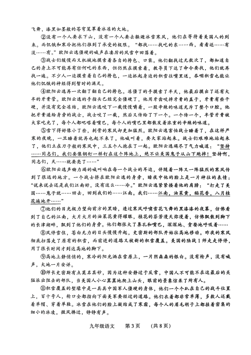 河南省濮阳市2023-2024学年九年级上学期11月期中语文试题（图片版，无答案）