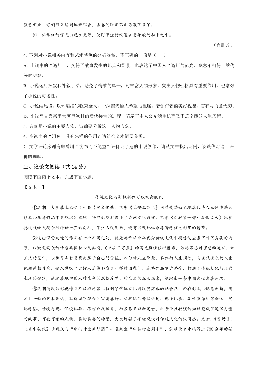 河南省濮阳市2023-2024学年九年级上学期期中语文试题（含解析）