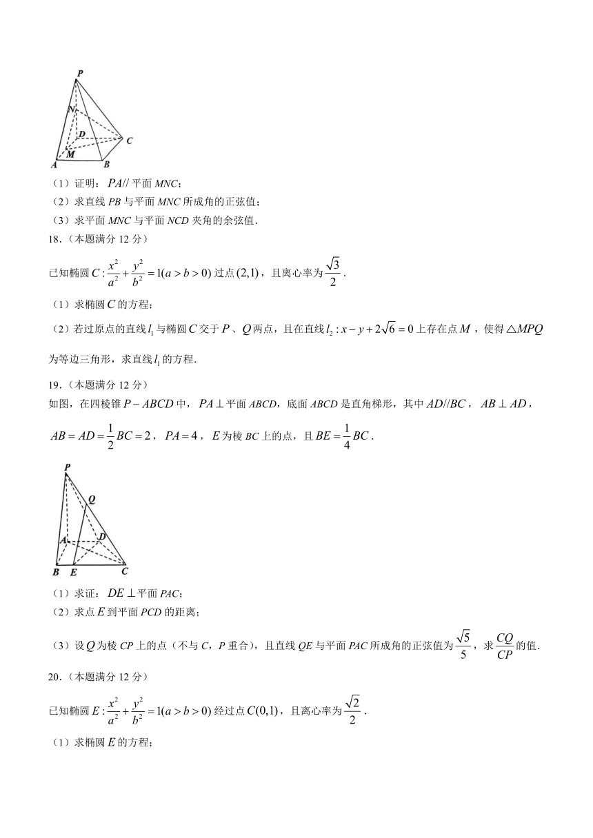 天津市北辰区2023-2024学年高二上学期11月期中考试数学试题（含答案）