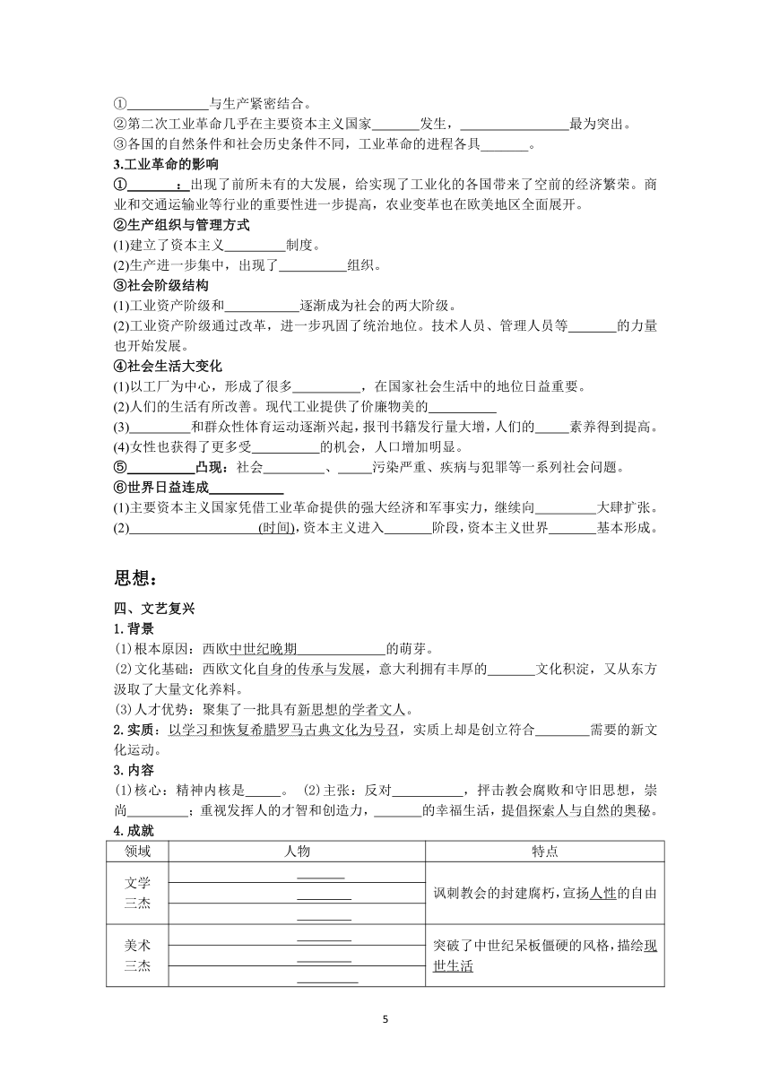 《中外历史纲要下册》知识清单 （含答案）