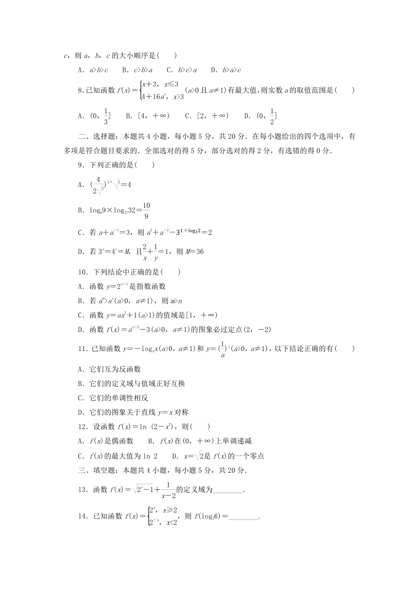 新人教A版必修第一册高中数学第四章 指数函数与对数函数 单元素养测评卷（含解析）