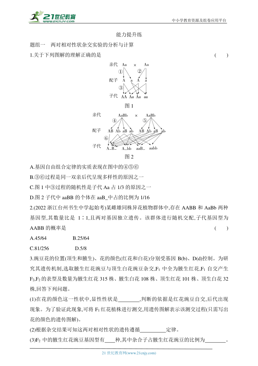 浙科版（2019）高中生物必修2同步练习题：1.2 孟德尔从两对相对性状的杂交实验中总结出自由组合定律（含解析）