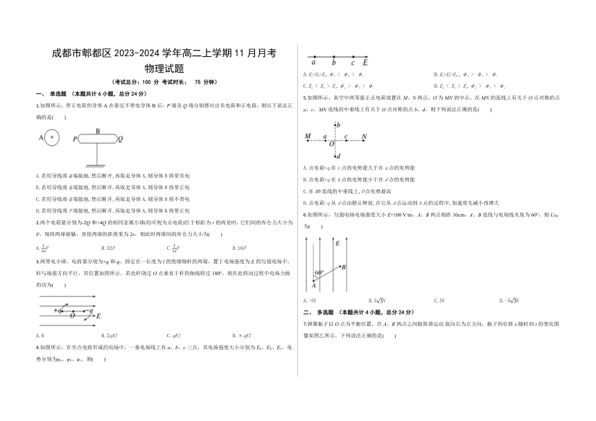 四川省成都市郫都区2023-2024学年高二上学期11月月考物理试题（含答案）