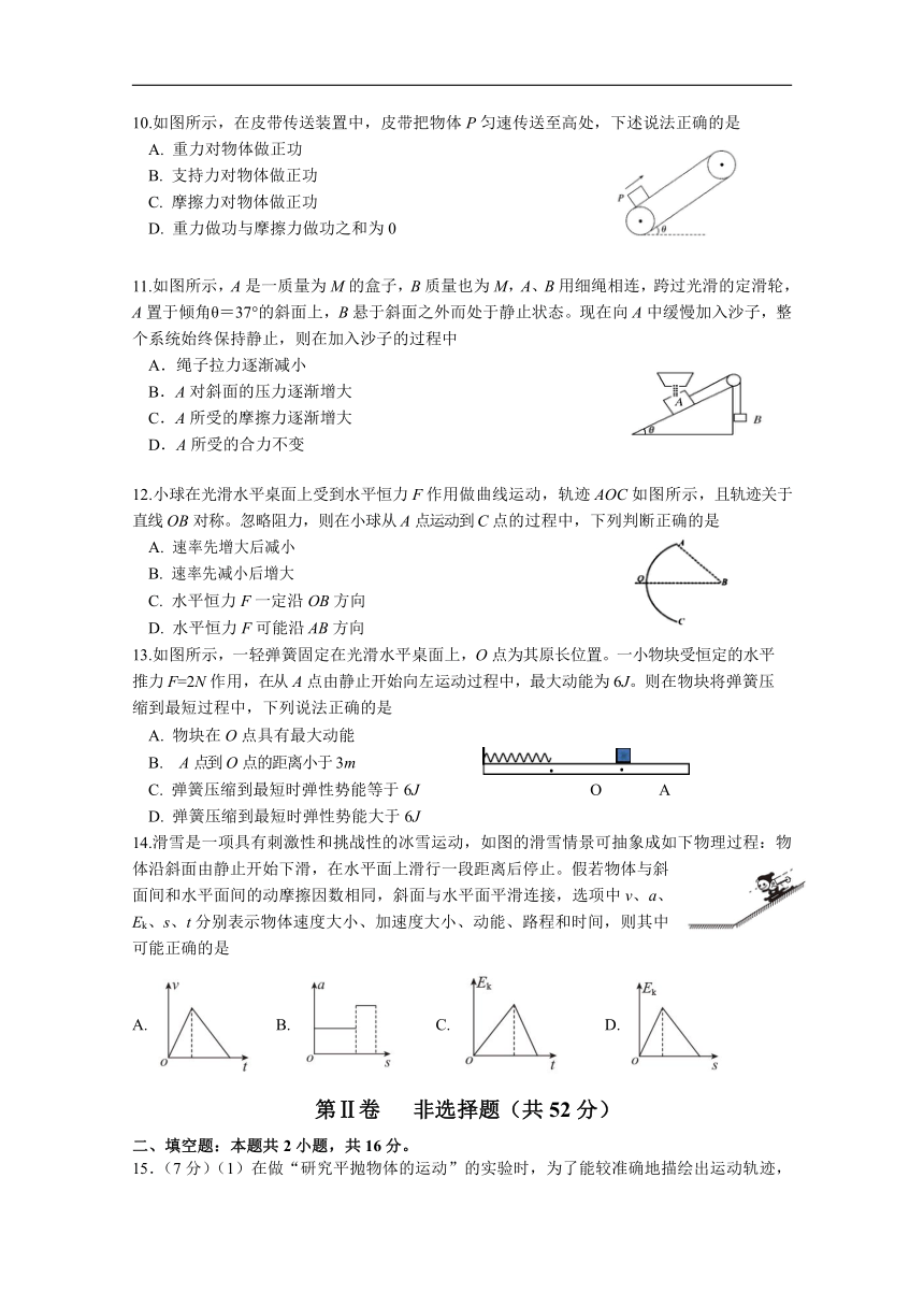 云南省玉溪市第一中学2020-2021学年高一下学期期中考试（理）物理试题（含答案）