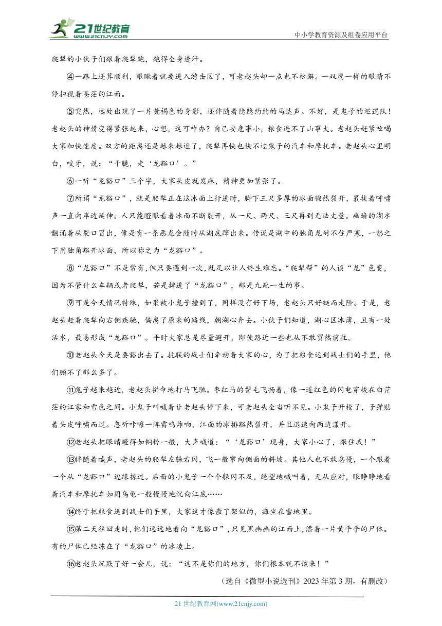 2021-2023年中考语文三年真题分类汇编（全国版）16小说 试卷（含答案解析）