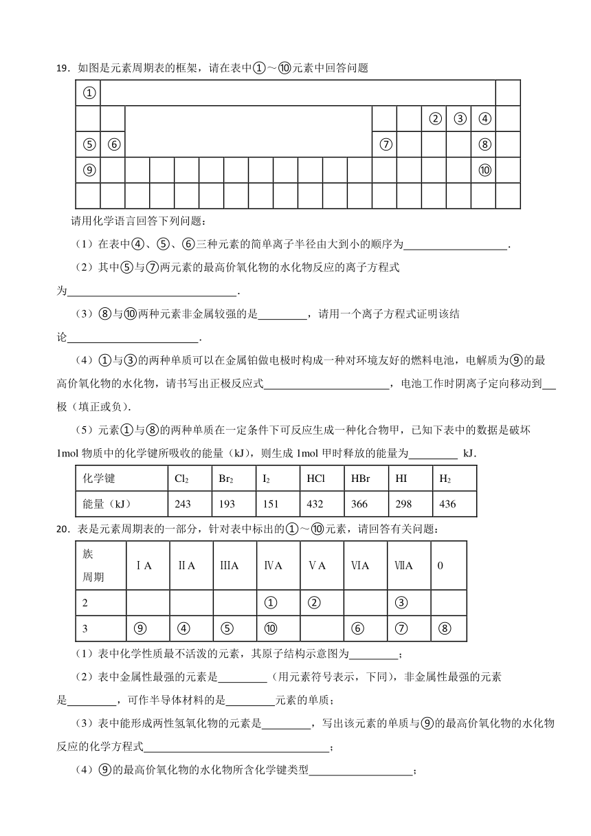 5.1 元素周期律与元素周期表 同步练习 （含解析）2023-2024学年高一上学期化学苏教版（2019）必修第一册