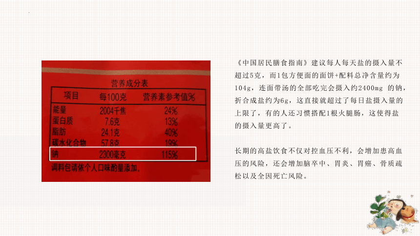 每天1包方便面，身体会发生什么变化？ 课件(共22张PPT)--2023-2024学年高一上学期饮食安全科普教育主题班会