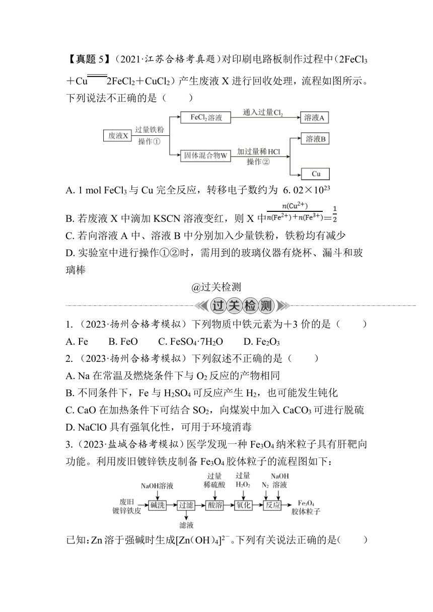 第12讲　铁、铜及其化合物（含解析）-2024年江苏省普通高中学业水平合格性考试复习