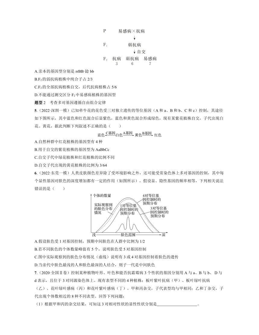 新人教生物一轮复习高频考点解析训练：4  自由组合定律的相关规律（含解析）