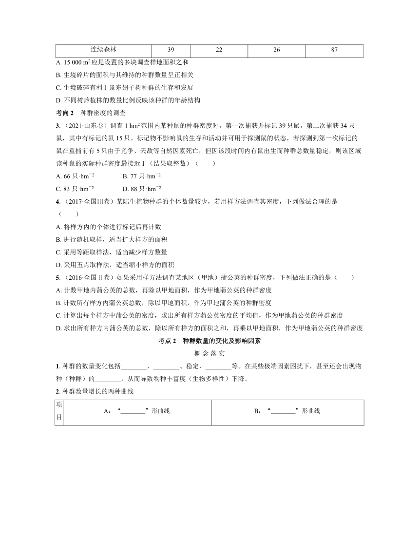 新人教生物一轮复习学案：第38讲　种群及其动态（含答案解析）