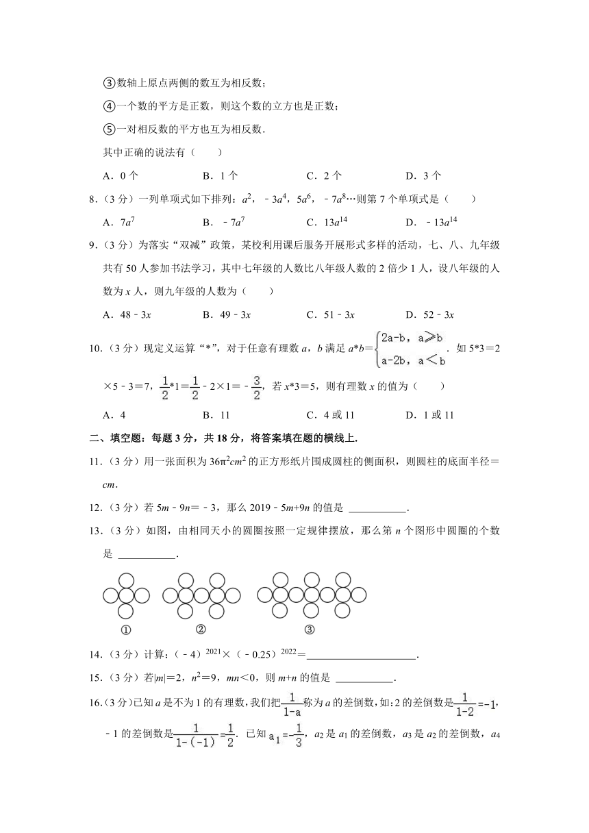 2023-2024学年山东省枣庄市滕州市七年级（上）期中数学试卷（无答案）