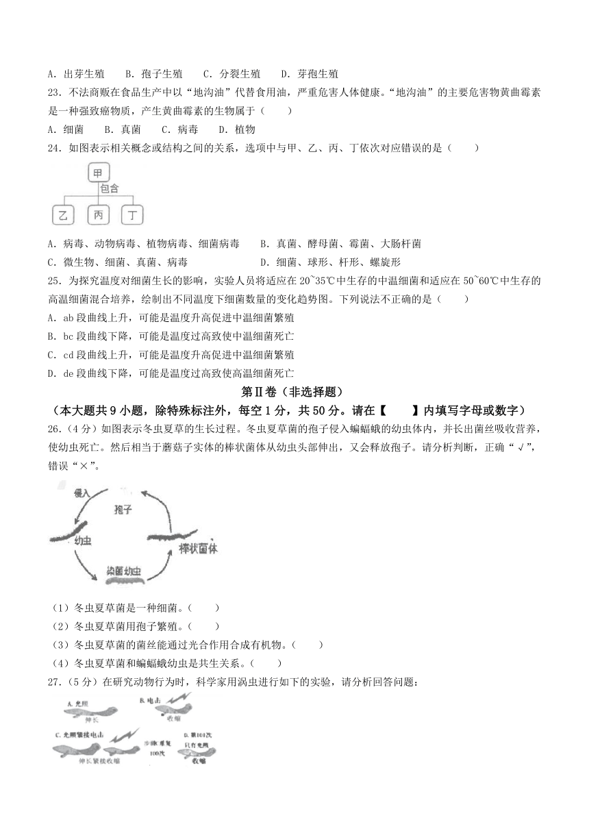 福建省泉州市安溪县2023-2024学年八年级上学期期中生物试题（含答案）