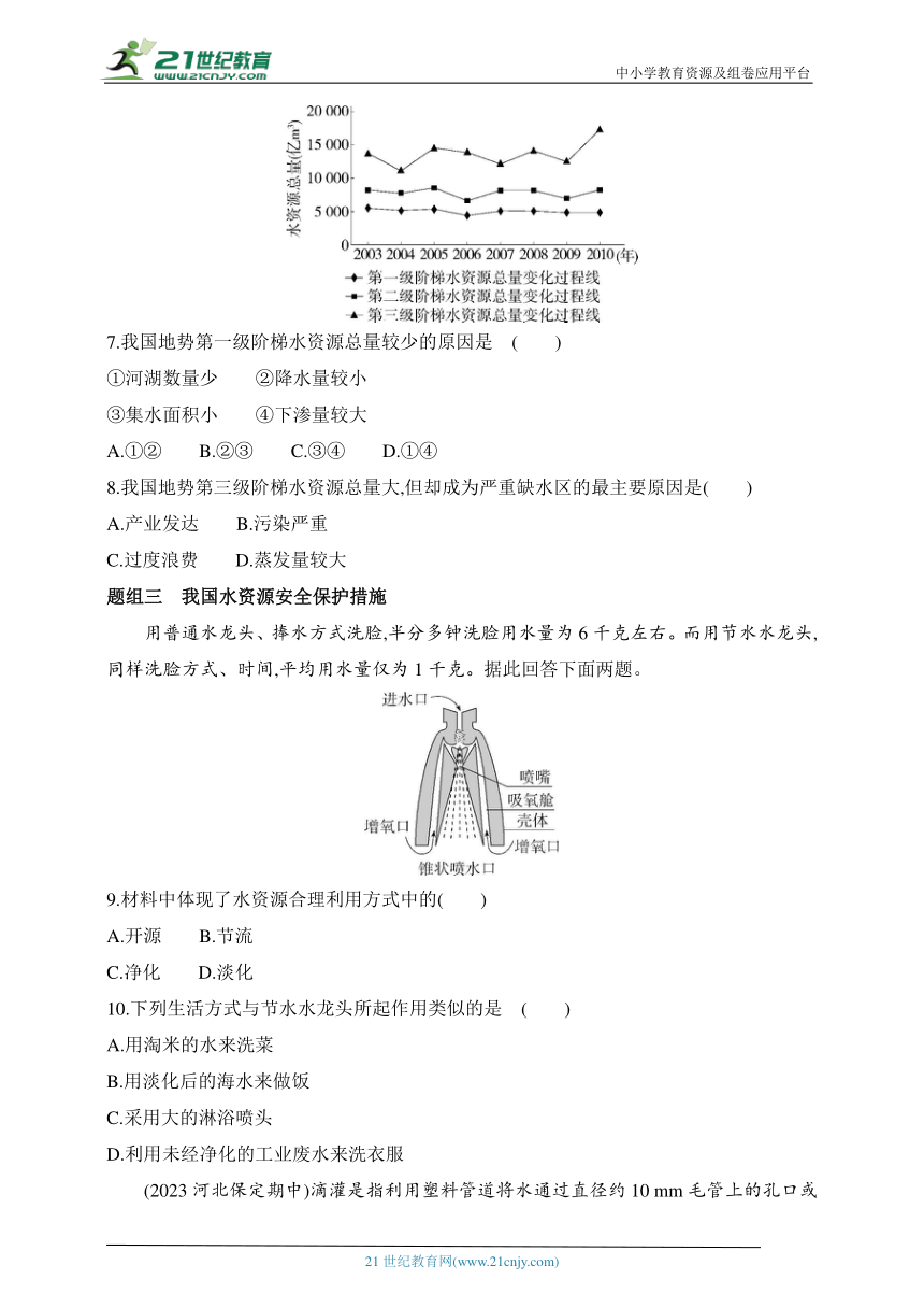 2024湘教版高中地理选择性必修3同步练习题--第二节　水资源与国家安全（含解析）