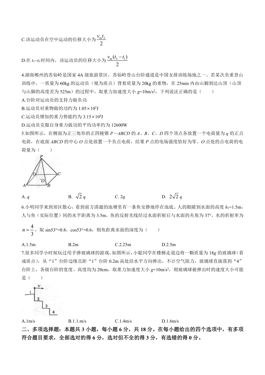 河北省邢台市五岳联盟2023-2024学年高三上学期11月期中考试物理试题（含答案）