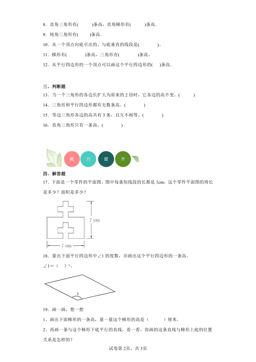 4.2认识底和高分层练习（含答案）北师大版数学五年级上册