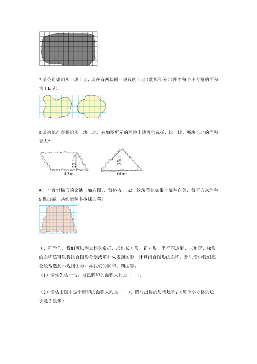 五年级数学上册人教版第六单元第05课时不规则图形的面积分层作业（含解析）