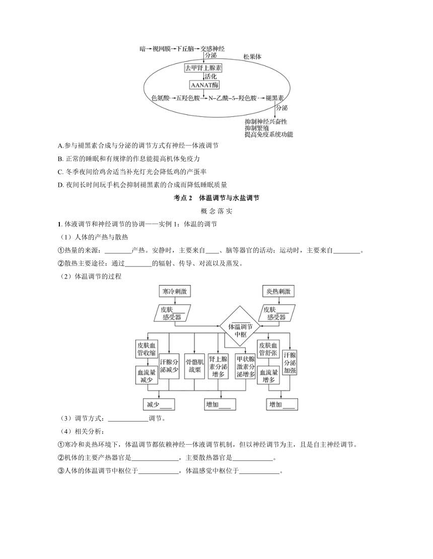 新人教生物一轮复习学案：第33讲　体液调节与神经调节的关系（含答案解析）