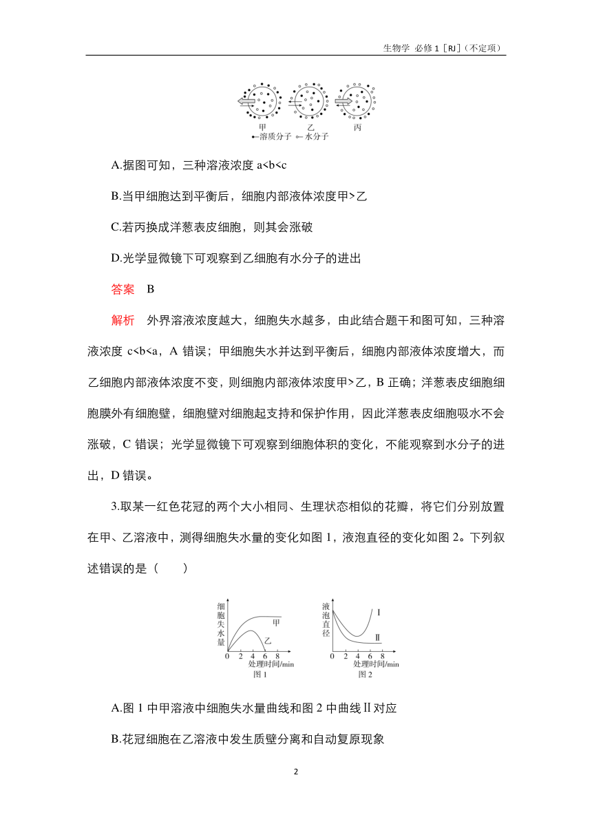 高中生物人教必修1水平测试：第4章 细胞的物质输入和输出 测试（含解析）