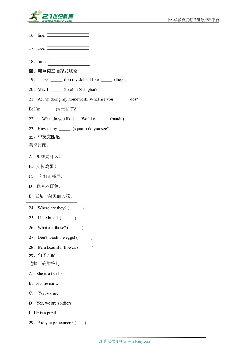 英语四年级上册湘少版（三起）期中综合复习卷（含答案）