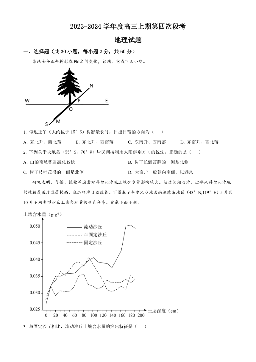 河南省周口市项城市第一高级名校2023-2024学年高三上学期11月期中考试 地理 （解析版）